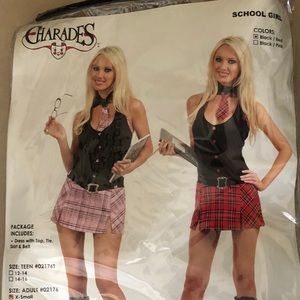 School Girl Costume Red/Black, XS